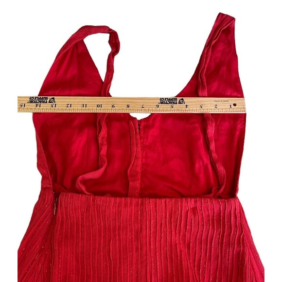 House Of Harlow X Revolve Red Metallic Halter Open Back Maxi Front Slit Button S - Picture 9 of 14